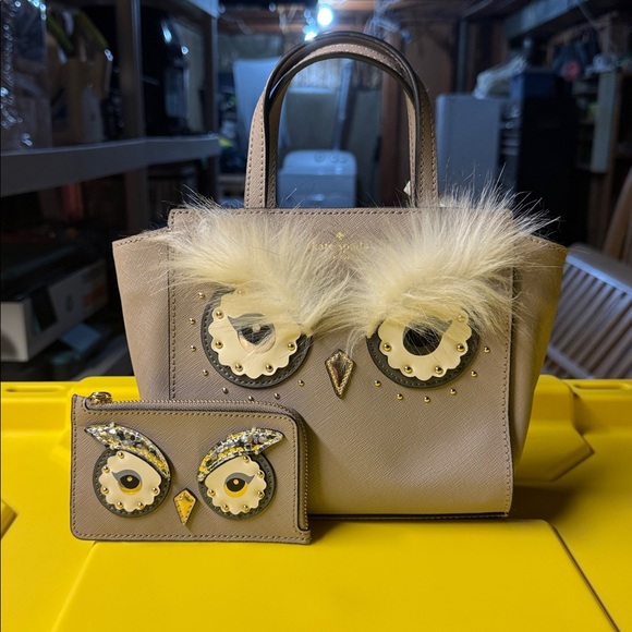 kate spade Handbags - NWT Kate Spade Novelty Gray Mini Bag with Owl Design & Wallet